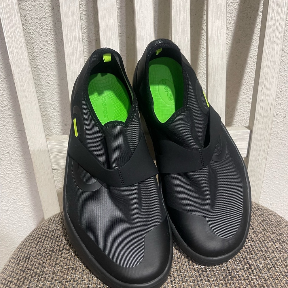 Black and Green Slip-On Shoes